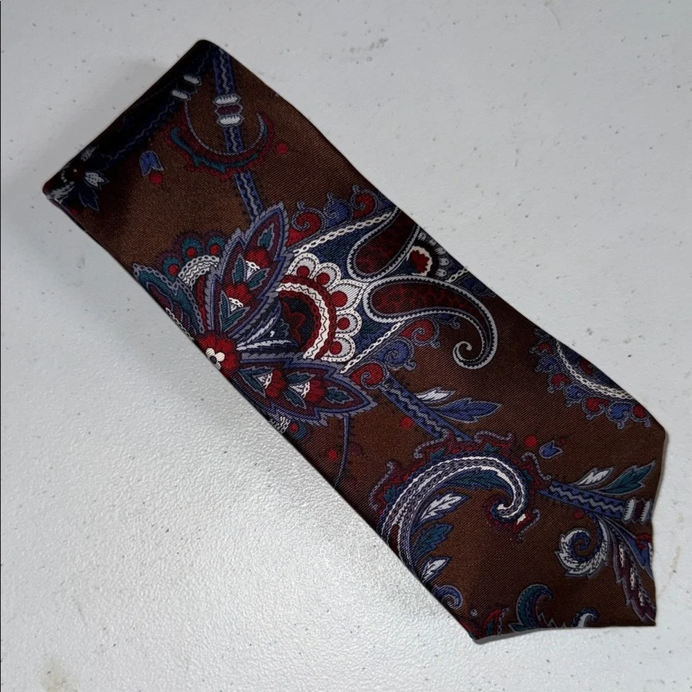 Dior Brown and Blue Paisley Tie